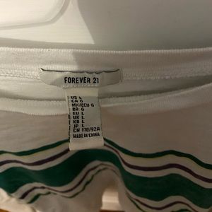 Long sleeve purple, green stripped, size L. Forever 21.